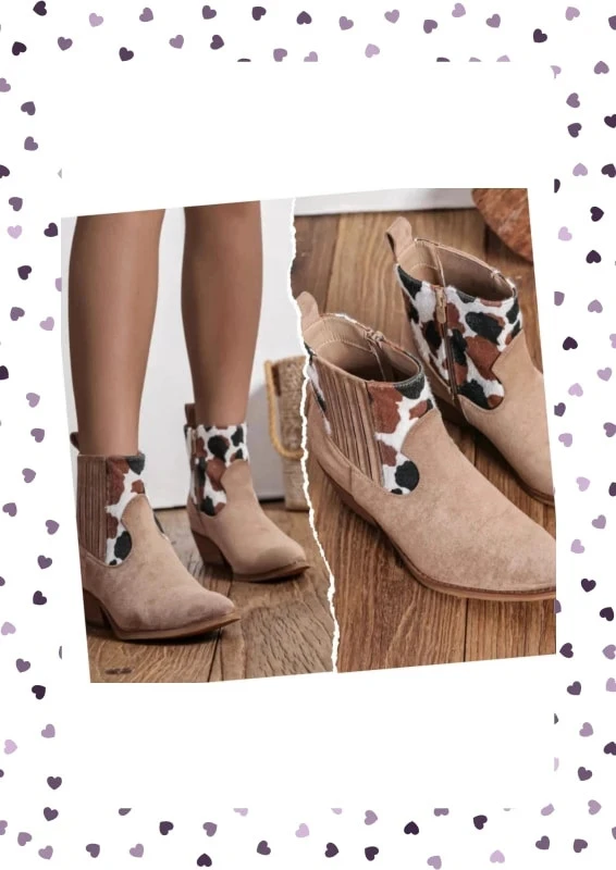 Bottines santiag effet vache – Suédine douce – Jamais portées